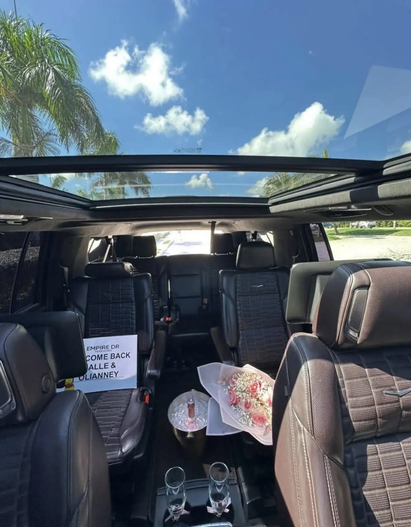 Luxury SUV interior with special event amenities at First Class Transfer Punta Cana